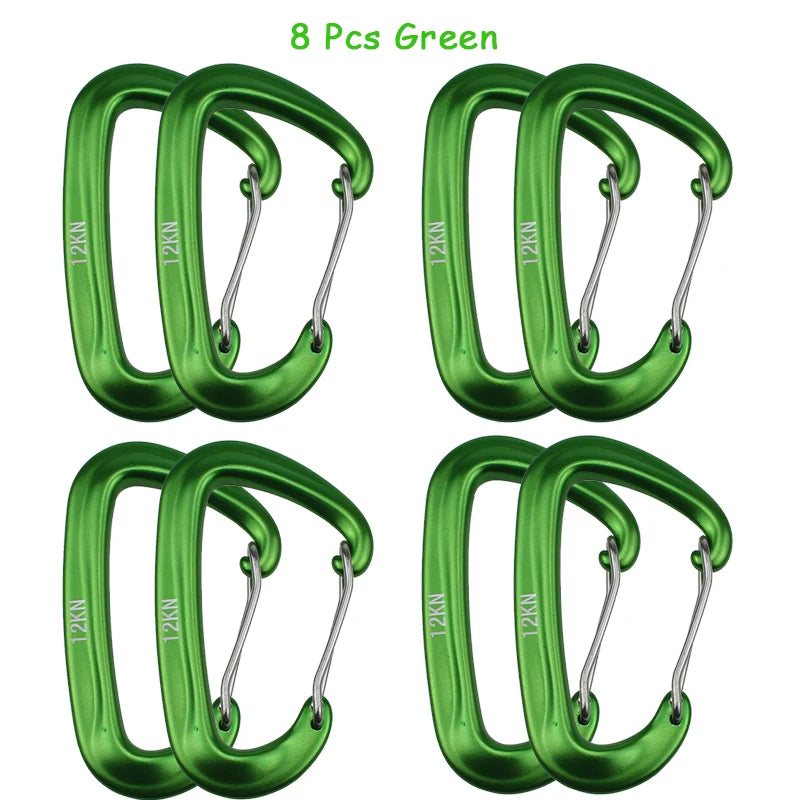 8 Pcs Professional Carabiners D Shape 12 KN Climbing Carabiner Hooks Outdoor Protective Hammocks Camping Buckle