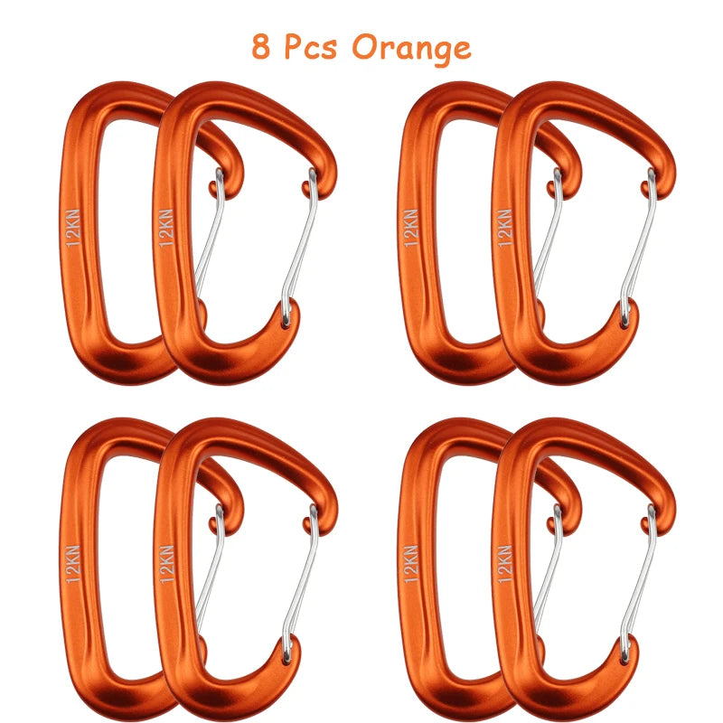 8 Pcs Professional Carabiners D Shape 12 KN Climbing Carabiner Hooks Outdoor Protective Hammocks Camping Buckle