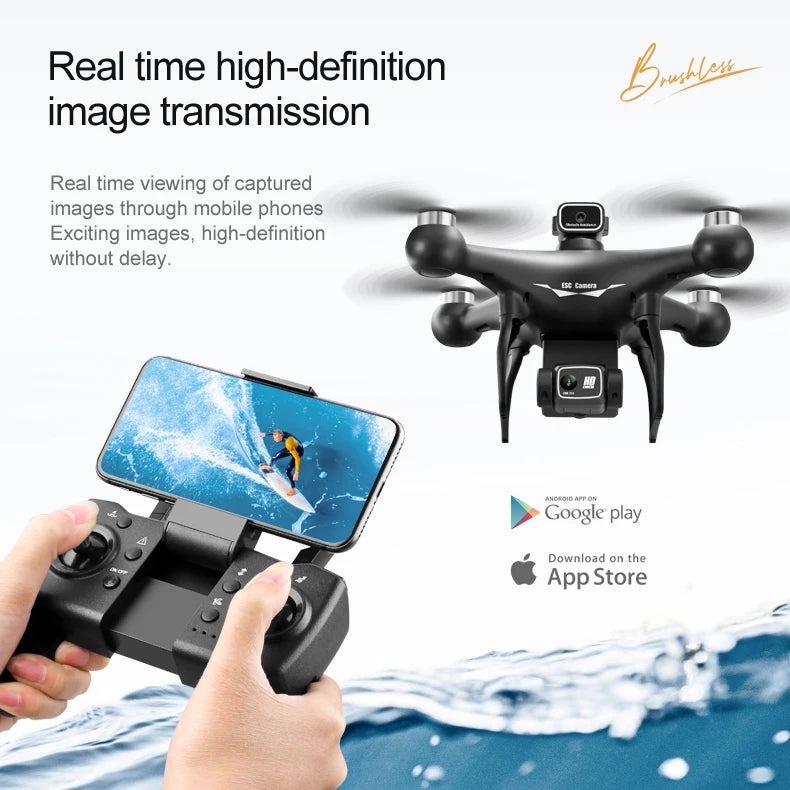Drone S116 4k 8K Hd Dual Camera Wifi Fpv Drone Professional Uav Obstacle Avoidance Brushless Rc Quadcopter Professionnel Drone