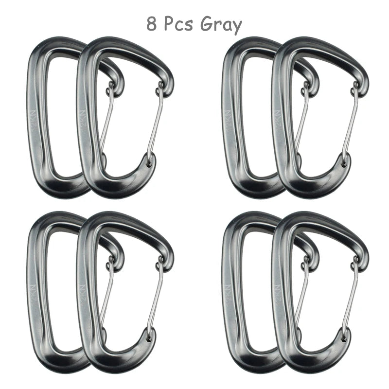 8 Pcs Professional Carabiners D Shape 12 KN Climbing Carabiner Hooks Outdoor Protective Hammocks Camping Buckle