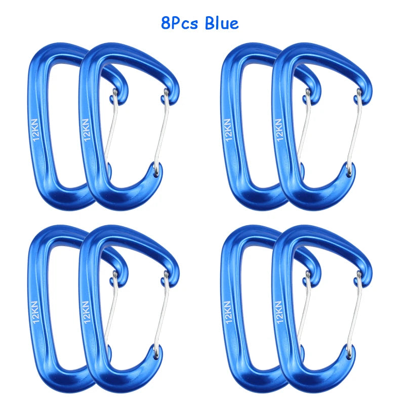 8 Pcs Professional Carabiners D Shape 12 KN Climbing Carabiner Hooks Outdoor Protective Hammocks Camping Buckle