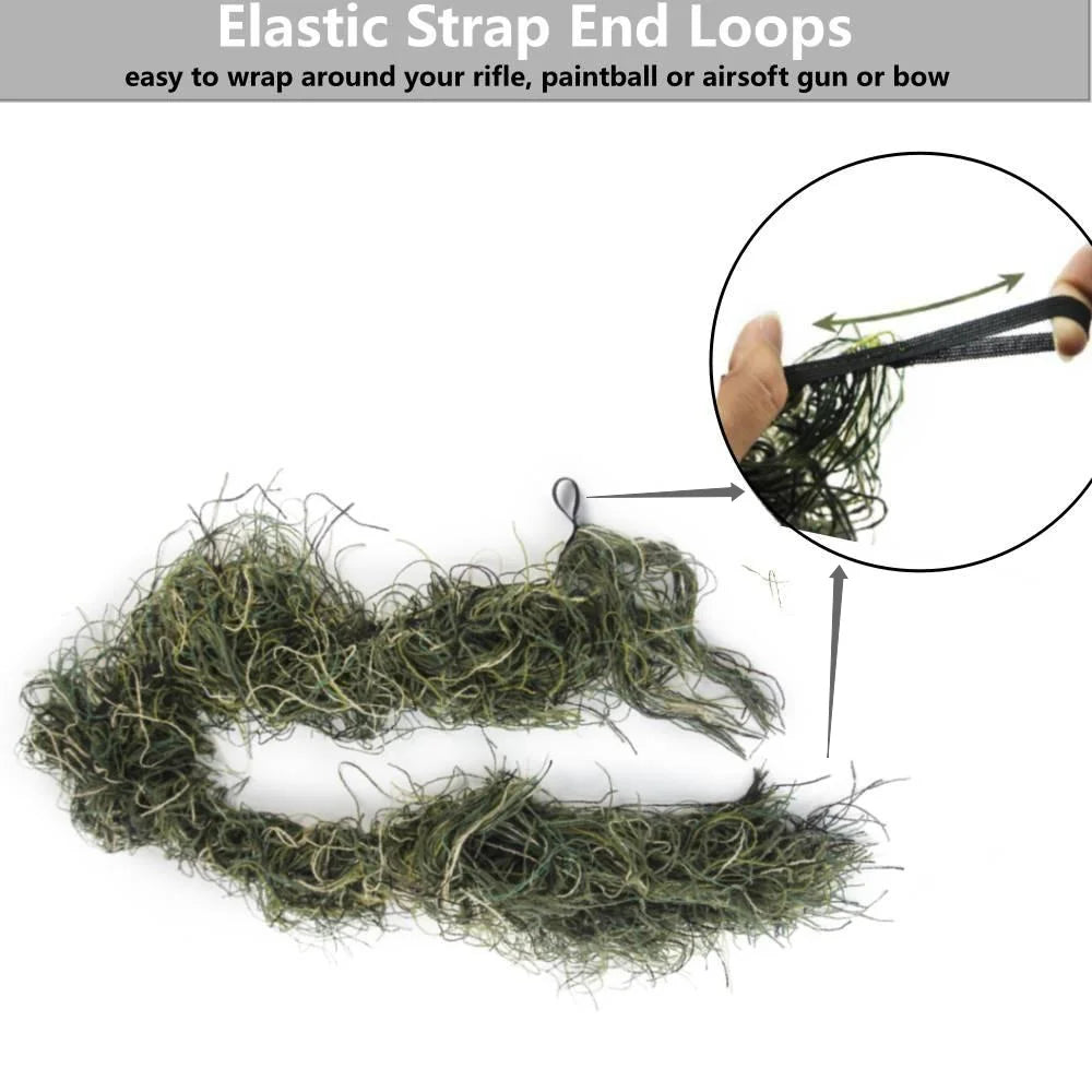 3D Rifle Sniper Ghillie Cover for Hunting Ghillie Suit Woodland-Desert Green Gun Wrap for Paintball Airsoft Accessories