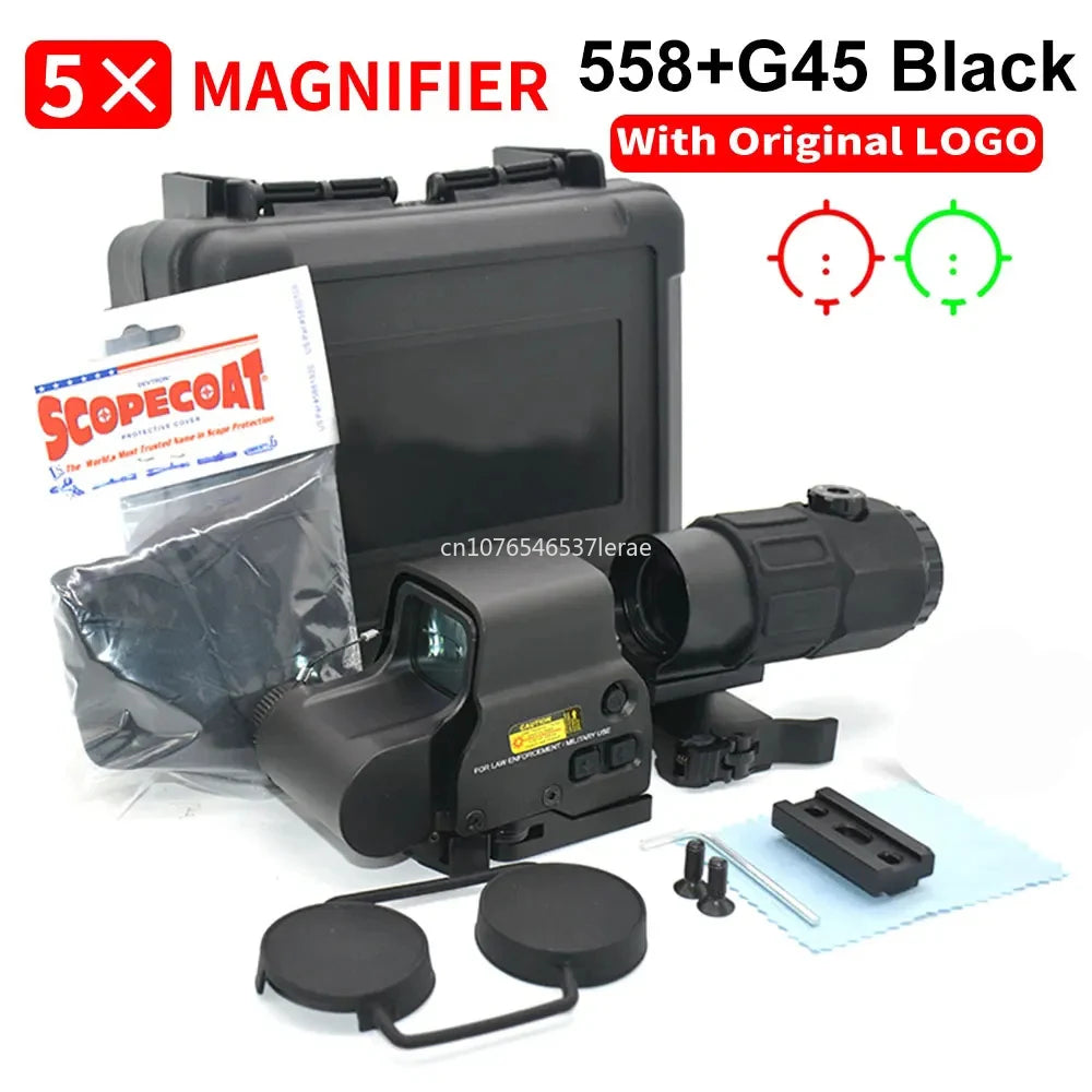 Hot Sale 558 Holographic Collimator Red Dot Sight G43/G33 3X G45 5X Magnifier Airsoft Hunting Gear W/20mm Rail Mounts & QD Lever
