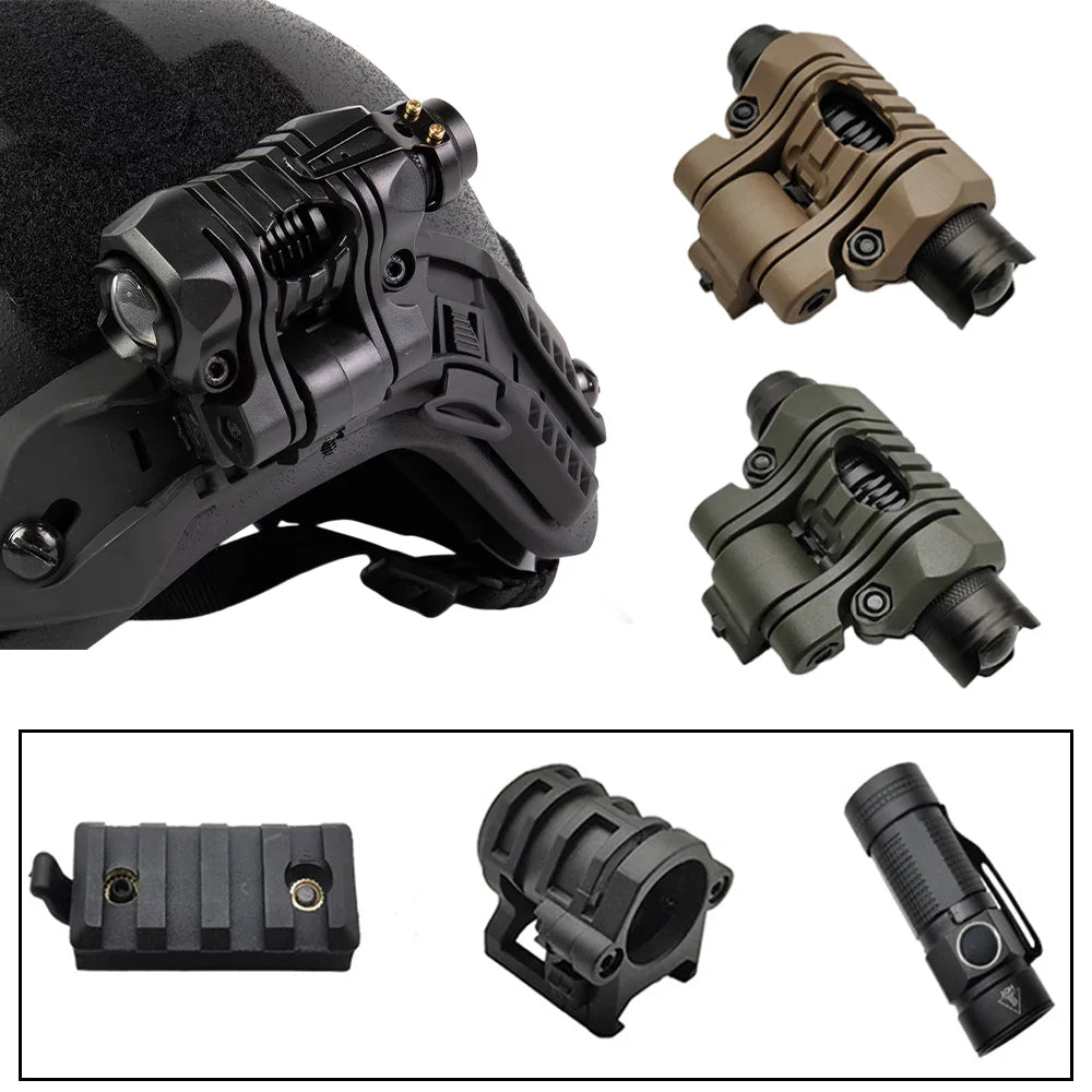 Tactical Helmet Flashlight Set Scout Mini LED Lamp Outdoor Hunting Military Helmet Light Jig Fit FAST Helmet 20mm Rail