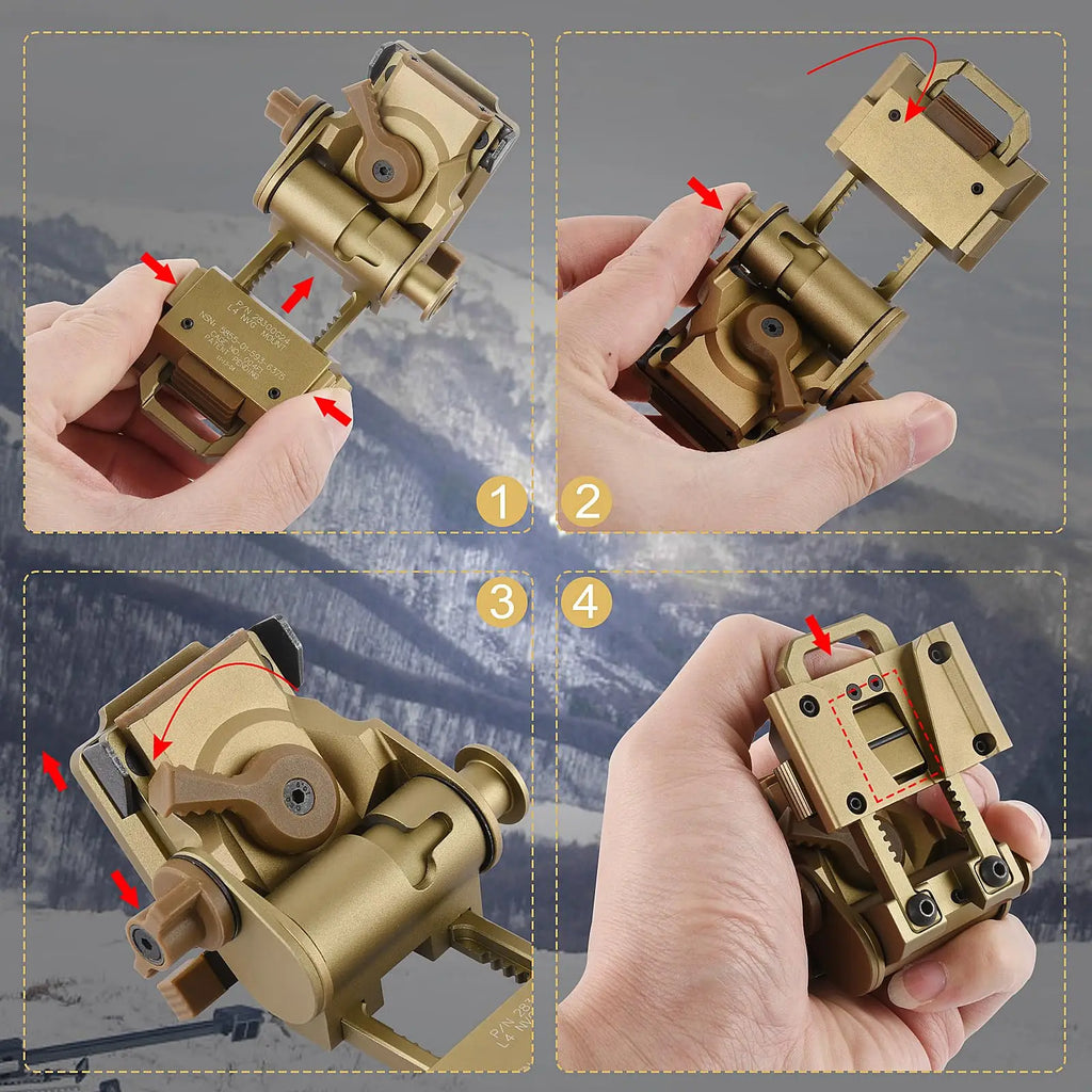 BOOIU NVG Mount PVS14/15/18 G24 Mount Aluminum L4G24 NVG Mount Helmet for Night Vision Goggles NVG Metal Helmet Mount CS Games