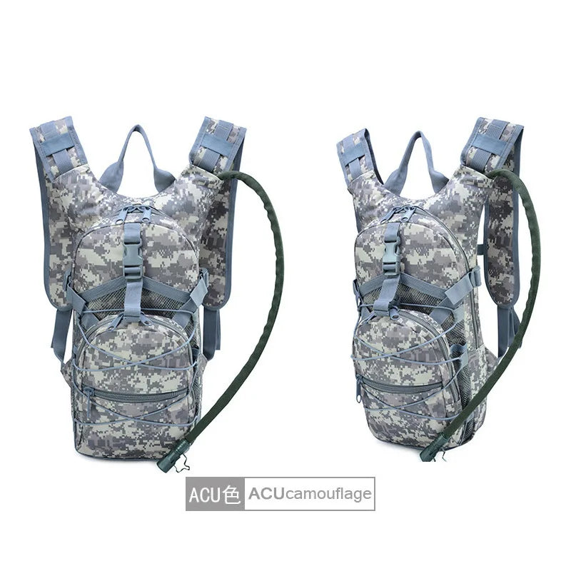 Tactical Camo Hydration Pack - 3L Water Bladder Backpack for Hiking, Cycling & Outdoor Sports, Leakproof & Lightweight