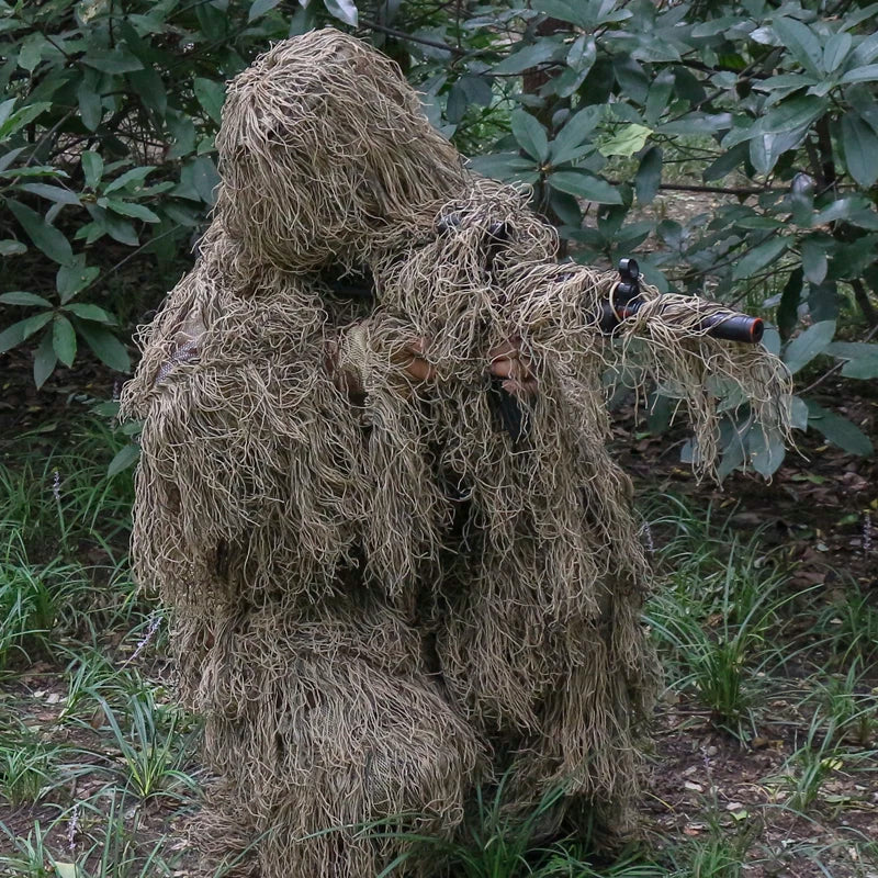 3D Ghillie Suits Ghillie Yowie Snipe Jacket Pants Head Cover Hunting Apparel Desert Camouflage Men Hunting Suits Cosplay Game