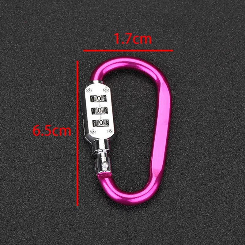 3 Digits Password Carabiner Clip Llock For Camping Accessory Hiking Keychains Outdoors and Gym etc D Shape Hook Small Carabiners