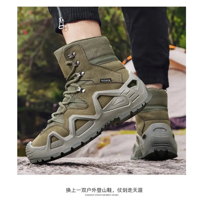 Men Tactical Boots with Straps for Combat Training Waterproof Straps Outdoor Hiking Breathable Shoes Multifunctional Winter