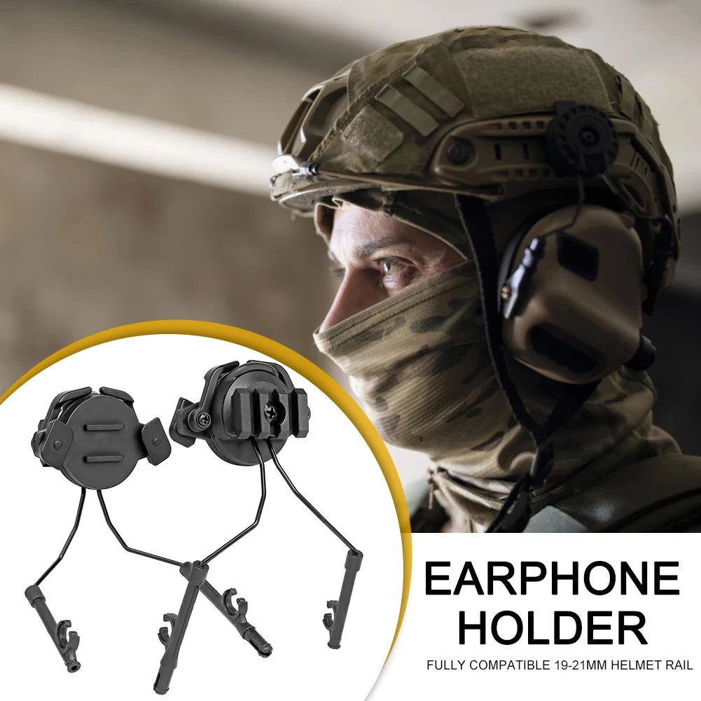 BOOIU Tactical Rail Mounts Headset Fast Helmet Rail Adapter Headset Holder Shooting 360 Rotation Airsoft Helmet Rail Bracket