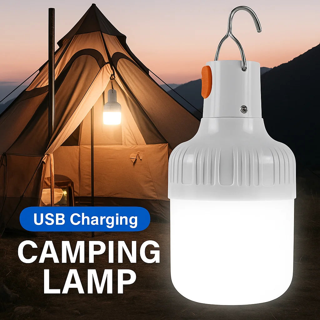 Portable Rechargeable LED Camping Light with Hook Dimmable Tent Lantern Emergency Night Lamp for Hiking Travel Adventure Use