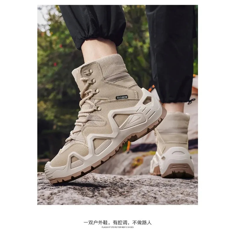 Men Tactical Boots with Straps for Combat Training Waterproof Straps Outdoor Hiking Breathable Shoes Multifunctional Winter