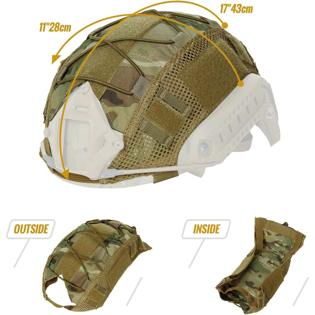 BOOIU Tactical Helmet Cover Fast MH PJ BJ OPS-Core Cloth Helmet Airsoft Paintball Camo Military Helmet Cover with Elastic Cord