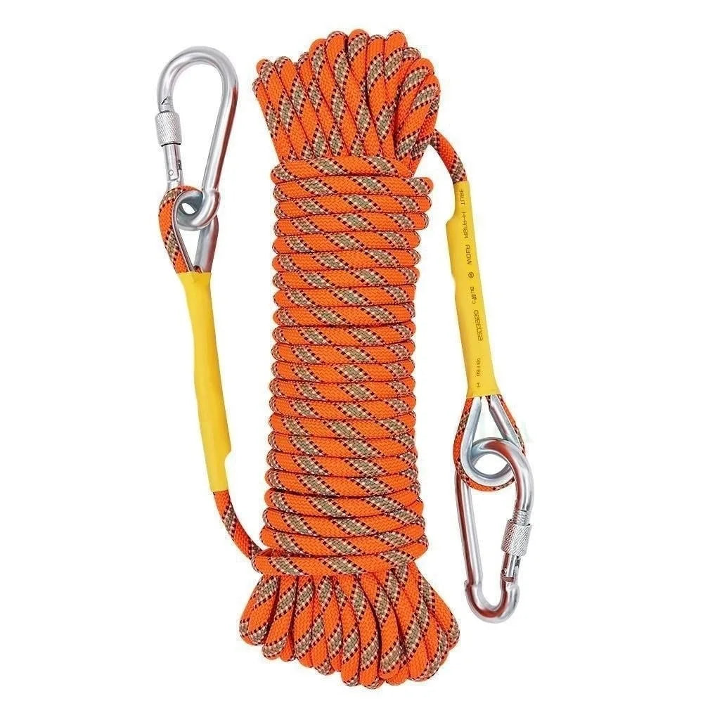 Thickened 10mm Safety Life Rope Static with 2 Steel Hooks Climbing Rope Paracord High Strength Static Rock Rope Emergency Rescue