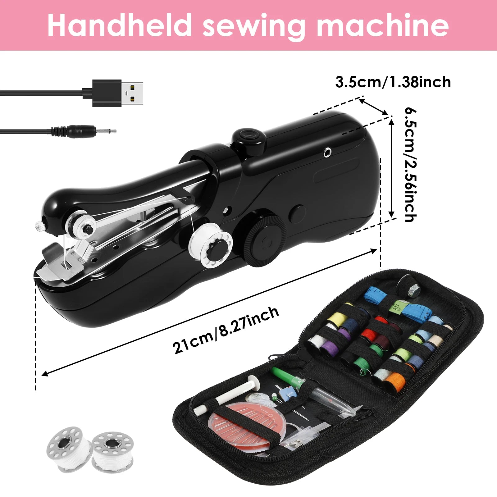 Handheld Sewing Machine With Thread Sewing Kit Quick Repair Mini Sewing Machine for Quilting Enthusiast Beginner Home Repairs