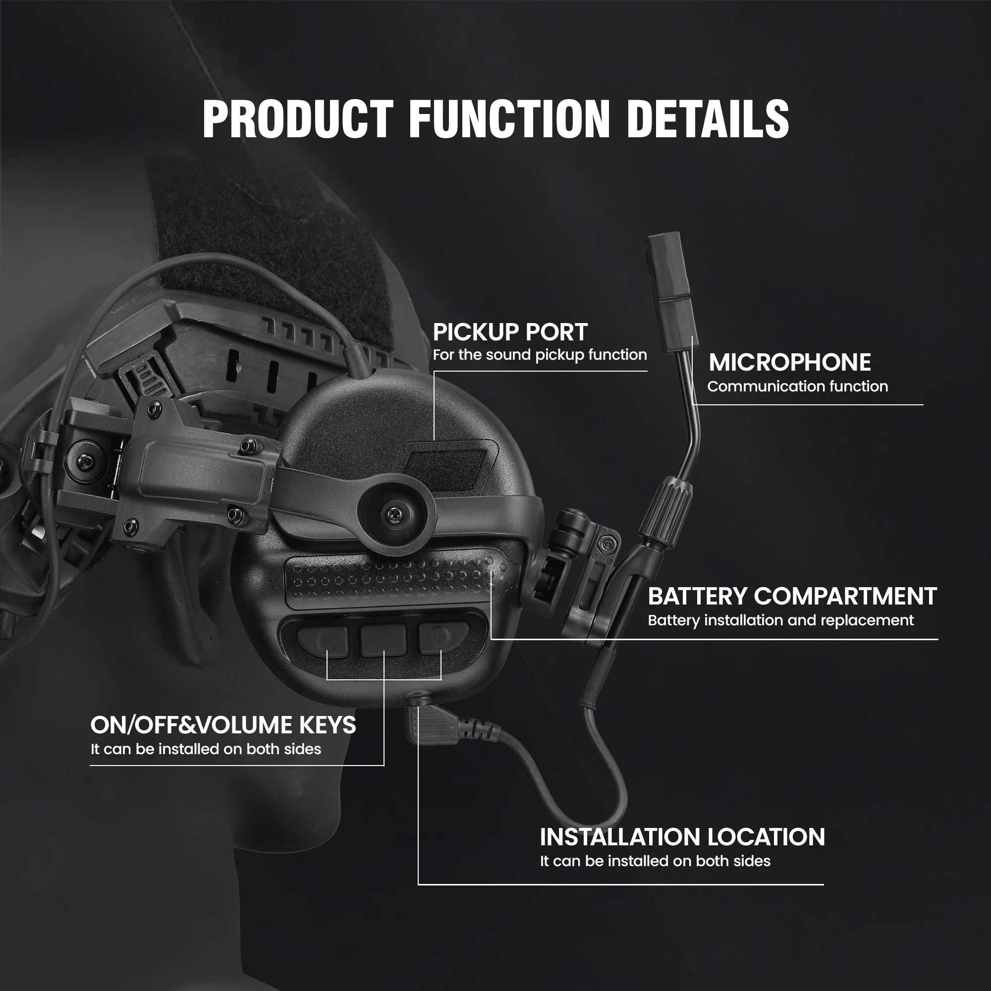 Army Shooting Earmuffs Tactical Hunting Headset Electronic Hearing Protector Active Noise Reduction Sound Pickup Headphone