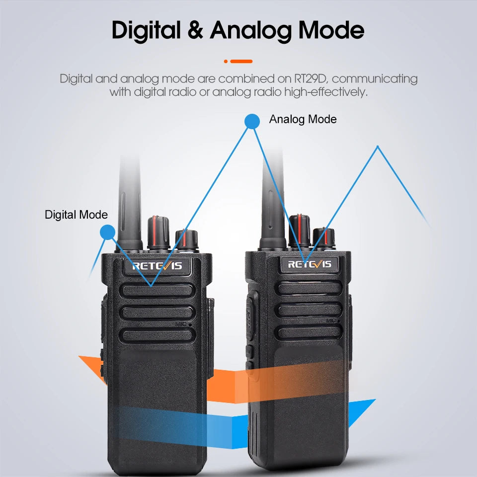 Retevis RT29D 10W DMR Walkie Talkie Bluetooth Long Range Powerful Walkie-talkie Waterproof  UHF Two Way Radio for Resort Club