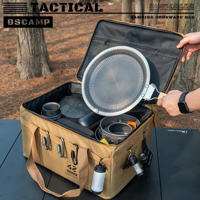 30-42L Tactical Camping Storage Bag Insulated Folding Box Waterproof Picnic Tableware Field Equipment Outdoor Gear Organizer