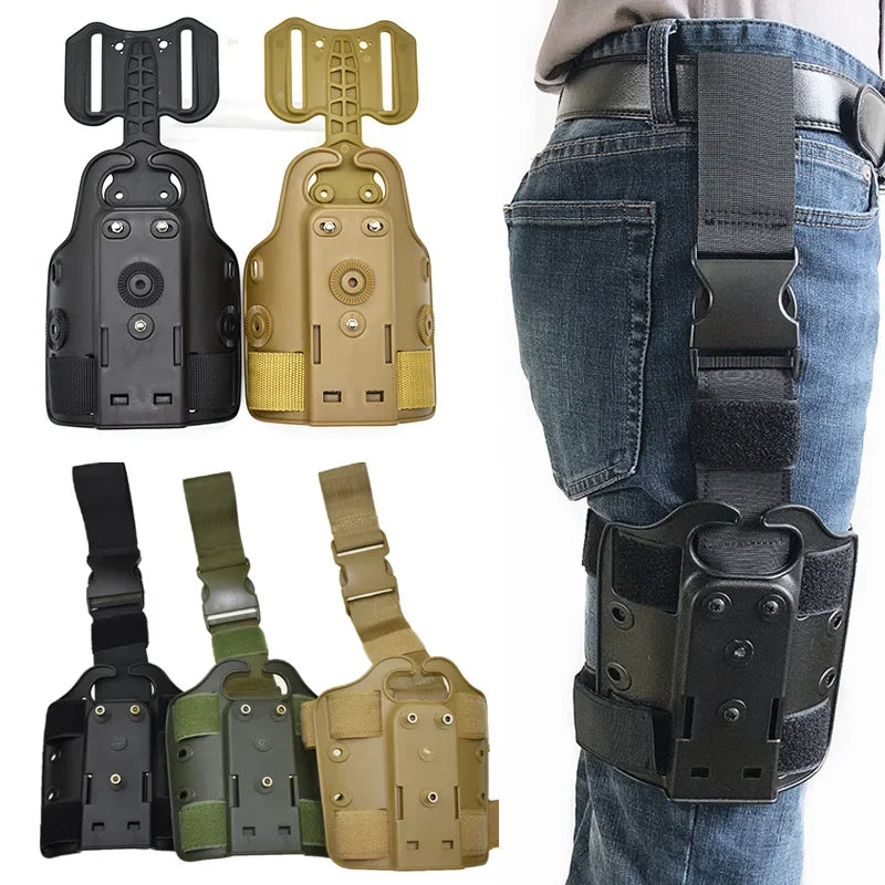 Tactical Leg Gun Holster Platform for Glock 17 19 Beretta M9 Sig P226 Airsoft Drop Thigh Pistol Case Paddle Adapter for Hunting