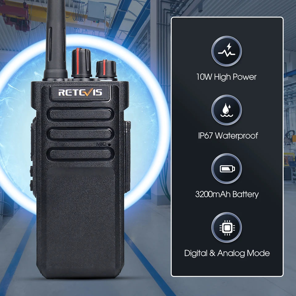 Retevis RT29D 10W DMR Walkie Talkie Bluetooth Long Range Powerful Walkie-talkie Waterproof  UHF Two Way Radio for Resort Club