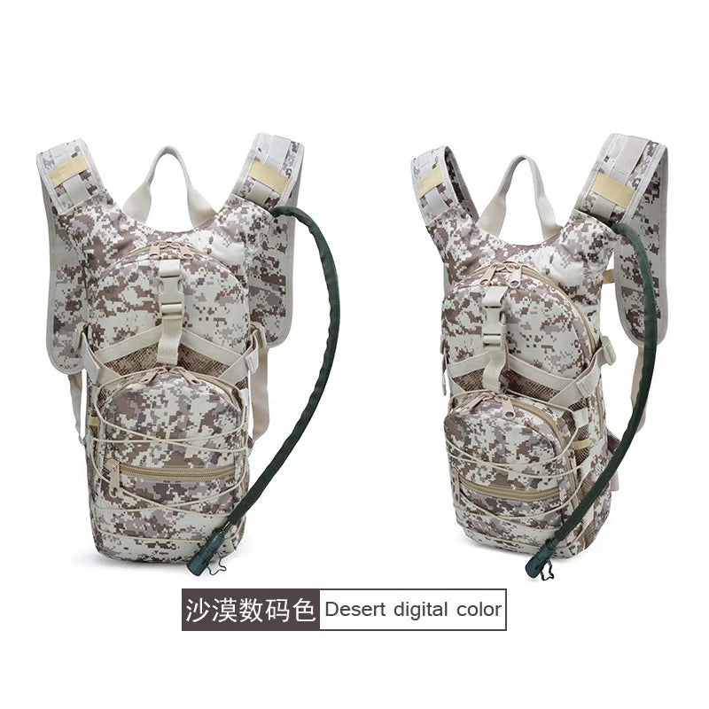 Tactical Camo Hydration Pack - 3L Water Bladder Backpack for Hiking, Cycling & Outdoor Sports, Leakproof & Lightweight