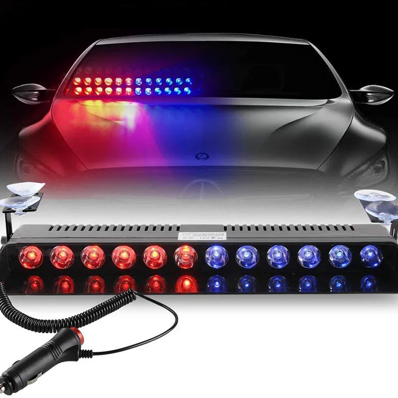 12LED LED Police Lights Strobe Light For Car 12V Emergency Signal Lamps Warning Light Auto Truck Flashing Windshield Flash