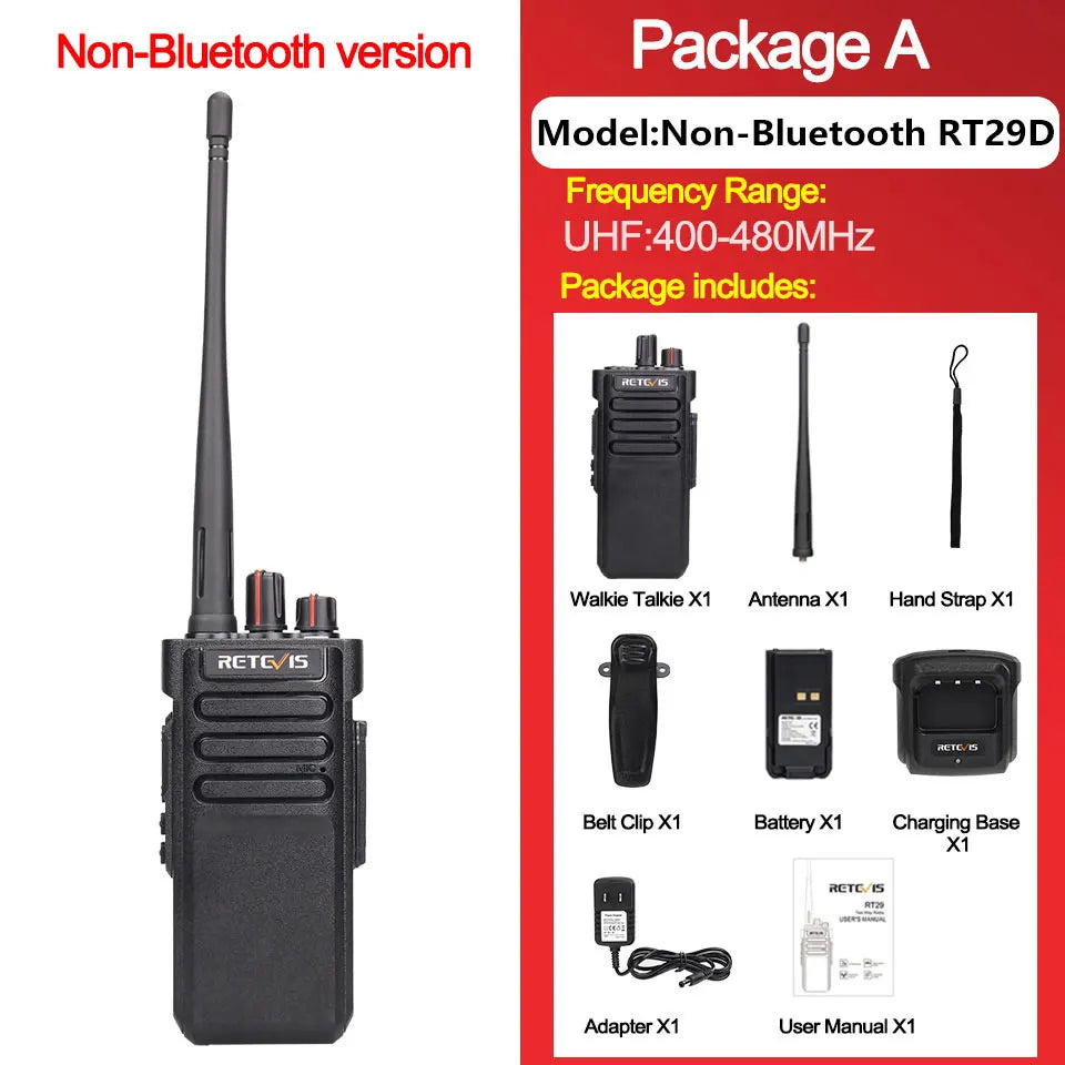 Retevis RT29D 10W DMR Walkie Talkie Bluetooth Long Range Powerful Walkie-talkie Waterproof  UHF Two Way Radio for Resort Club