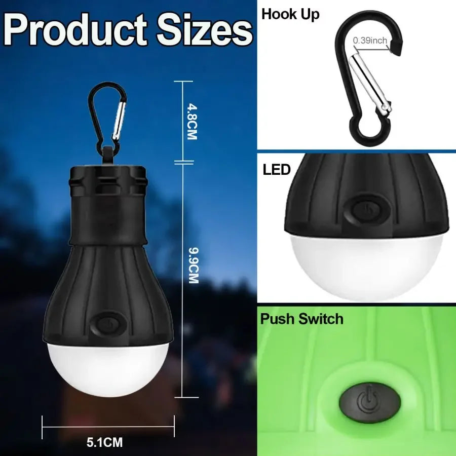 LED Camping Lights Tent Lamp Portable Emergency Light Lantern Super Bright Lamp Bulbs Camping Accessories for Backpacking Hiking