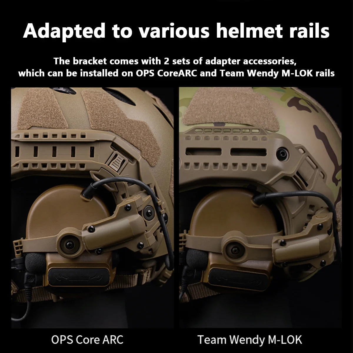Tactical Helmet Headphone Rail Adapter OPS CORE ARC/Wendy M-LOK  Helmet Mount Suitable for Tactical COMTAC III Shooting Headset