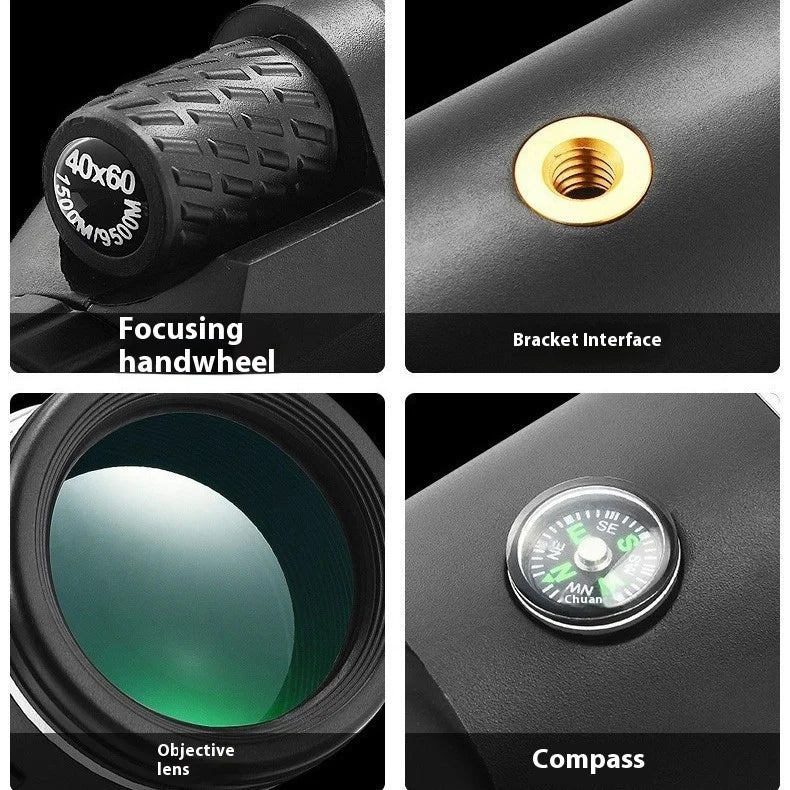 Monocular 40X60 HD Telescope Professional Night Powerful Binoculars Waterproof Mini Pocket Zoom with Smartphone Hunting Camping