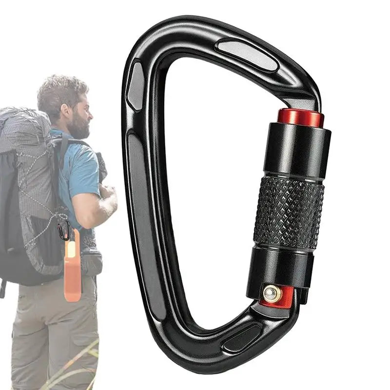 Heavy Duty Carabiners Clips Multi-function Main Lock D-Shaped 24KN Safe Lock Clip Aluminum Carabiner D Ring Ergonomic For Hiking