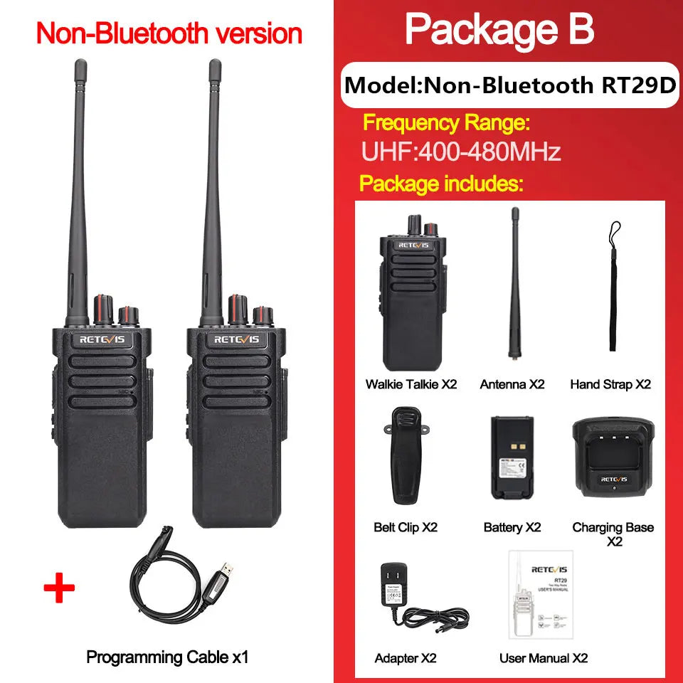 Retevis RT29D 10W DMR Walkie Talkie Bluetooth Long Range Powerful Walkie-talkie Waterproof  UHF Two Way Radio for Resort Club