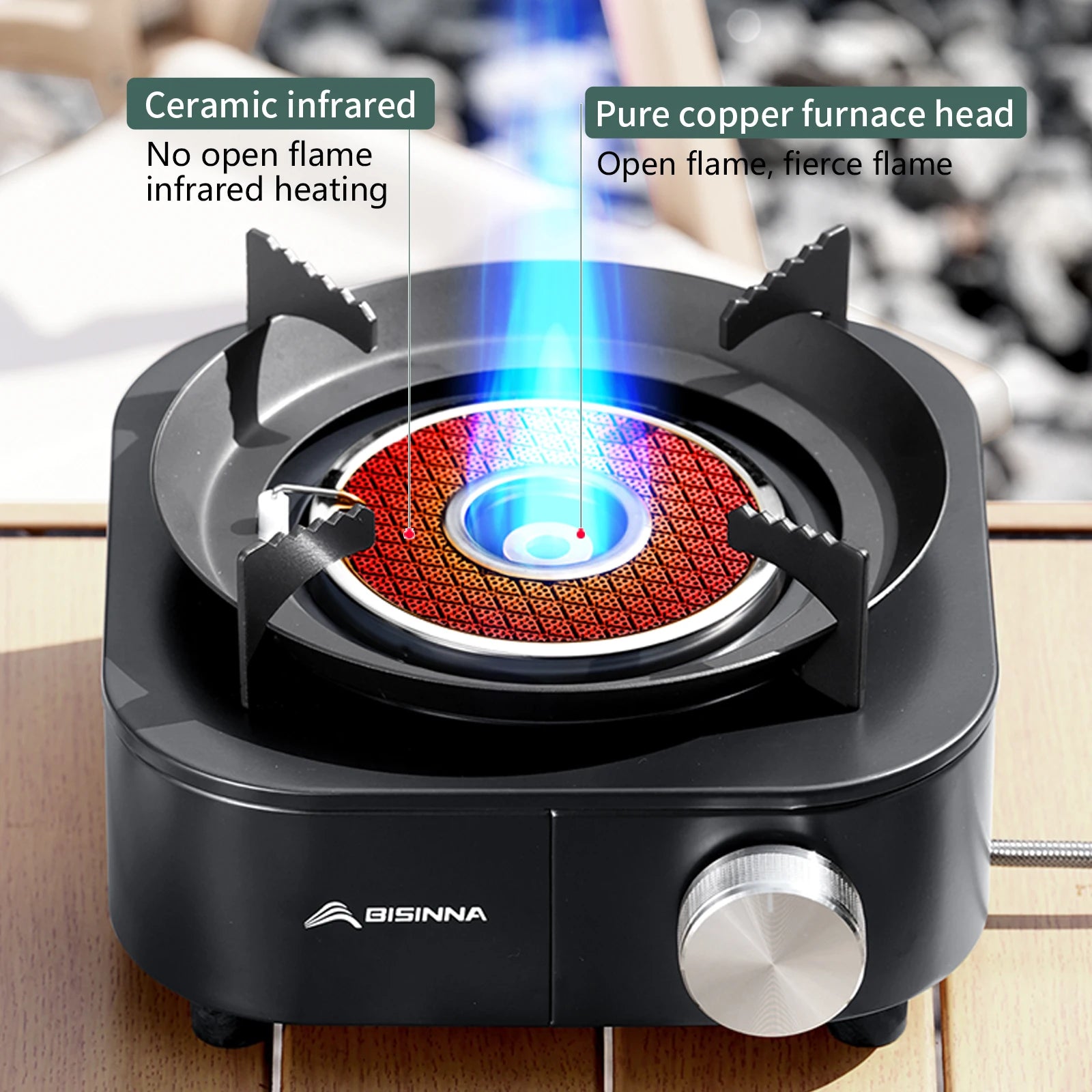 BISINNA 4000W High-power Infrared Stove Portable Lightweight Gas Burner Split Type Stove Outdoor Camping Supplies Picnic Hiking