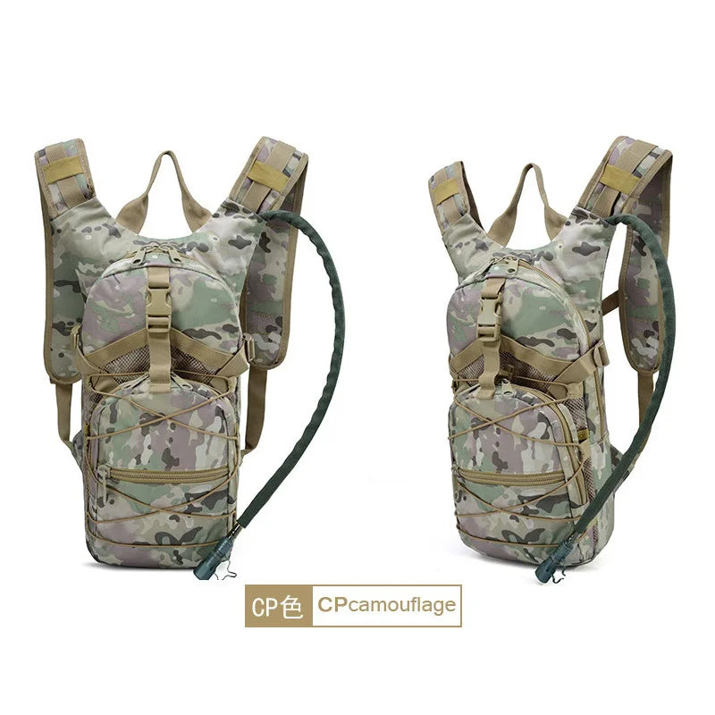 Tactical Camo Hydration Pack - 3L Water Bladder Backpack for Hiking, Cycling & Outdoor Sports, Leakproof & Lightweight