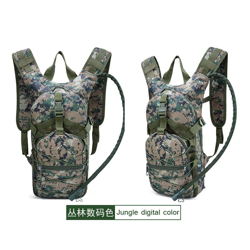 Tactical Camo Hydration Pack - 3L Water Bladder Backpack for Hiking, Cycling & Outdoor Sports, Leakproof & Lightweight