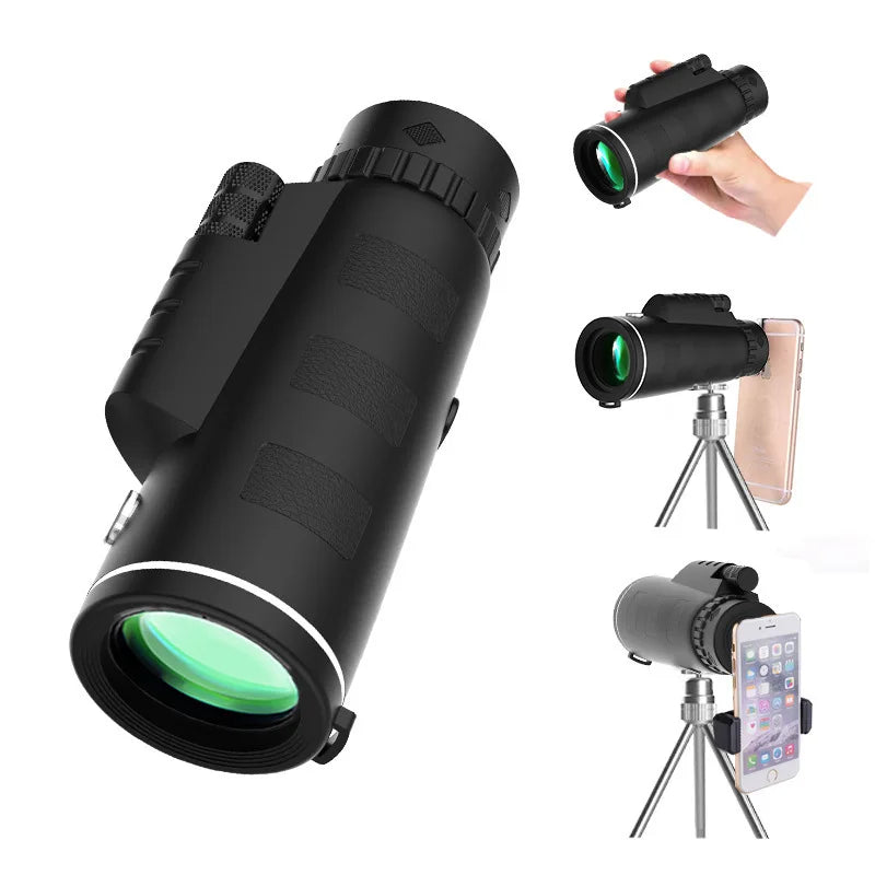 Monocular 40X60 HD Telescope Professional Night Powerful Binoculars Waterproof Mini Pocket Zoom with Smartphone Hunting Camping