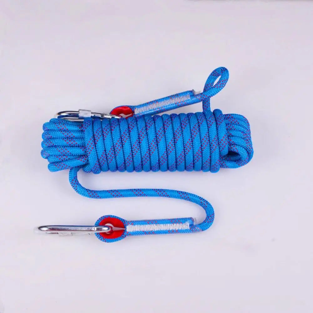 Thickened 10mm Safety Life Rope Static with 2 Steel Hooks Climbing Rope Paracord High Strength Static Rock Rope Emergency Rescue