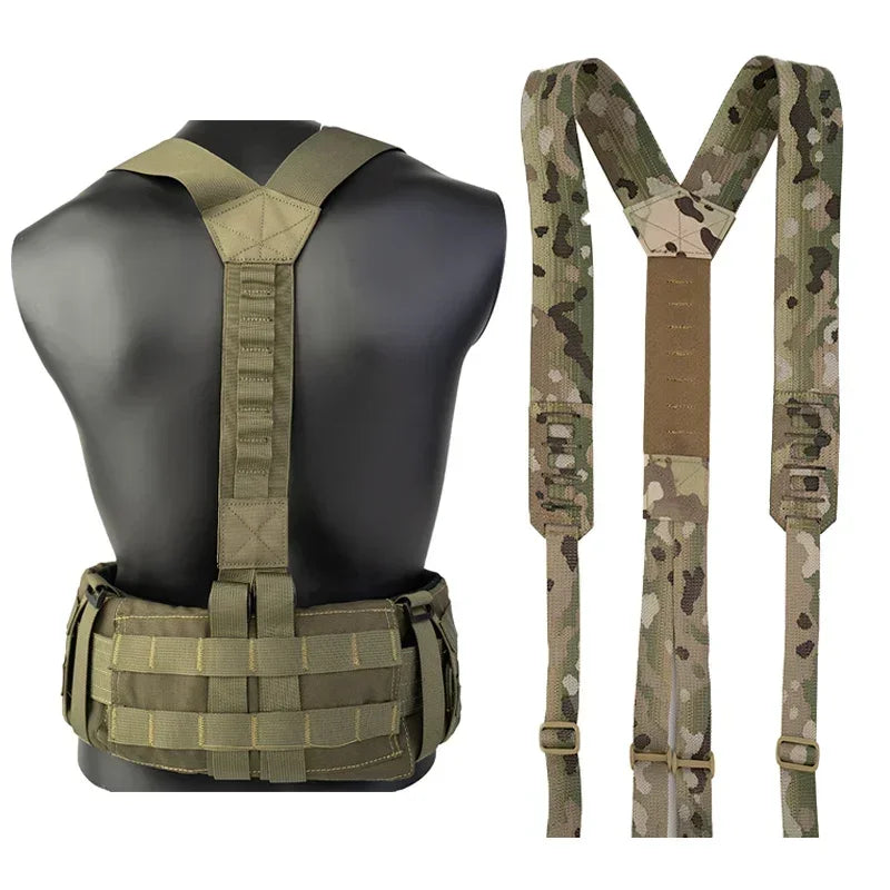 Tactical Harness Heavy Waist Belt Y-type Duty Belt Harness Shoulder Combat Sling Strap Tactical Accessories