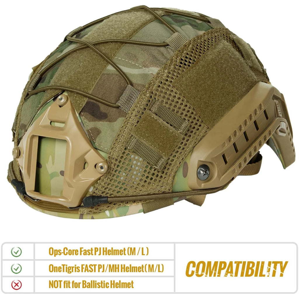BOOIU Tactical Helmet Cover Fast MH PJ BJ OPS-Core Cloth Helmet Airsoft Paintball Camo Military Helmet Cover with Elastic Cord