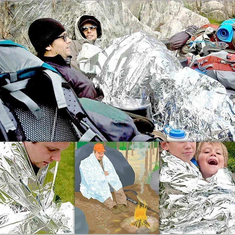 160x210cm Outdoor Survival Emergency Blanket Disaster-relief Gear Outdoor Camping Thermal Blankets Rescue Blankets Foil