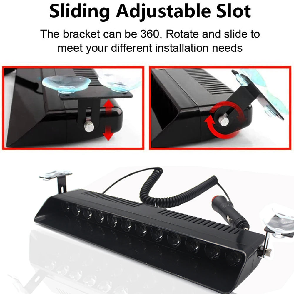 12LED LED Police Lights Strobe Light For Car 12V Emergency Signal Lamps Warning Light Auto Truck Flashing Windshield Flash