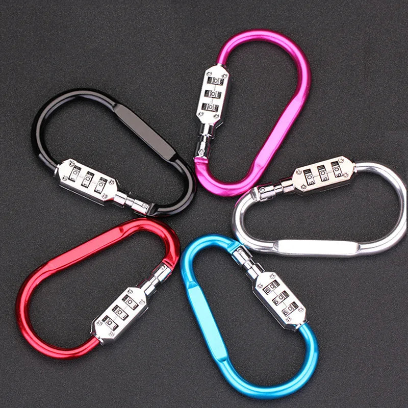 3 Digits Password Carabiner Clip Llock For Camping Accessory Hiking Keychains Outdoors and Gym etc D Shape Hook Small Carabiners