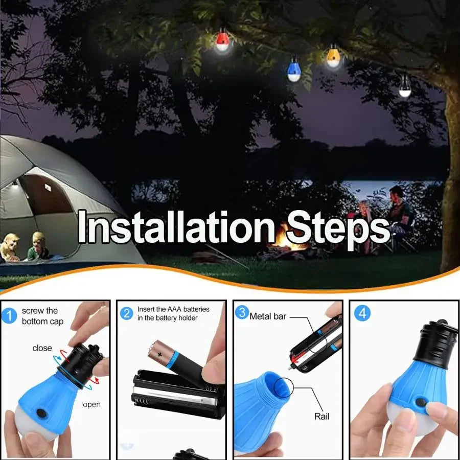 LED Camping Lights Tent Lamp Portable Emergency Light Lantern Super Bright Lamp Bulbs Camping Accessories for Backpacking Hiking