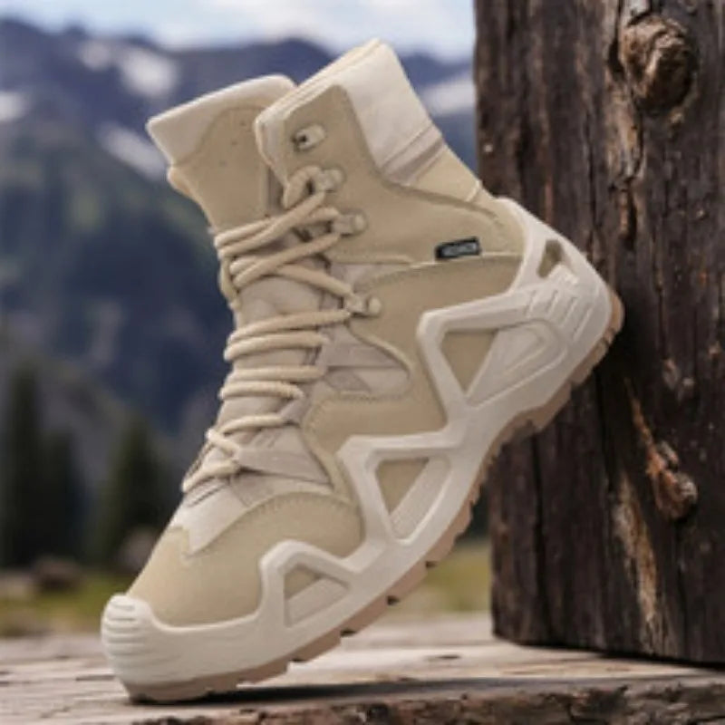 Men Tactical Boots with Straps for Combat Training Waterproof Straps Outdoor Hiking Breathable Shoes Multifunctional Winter