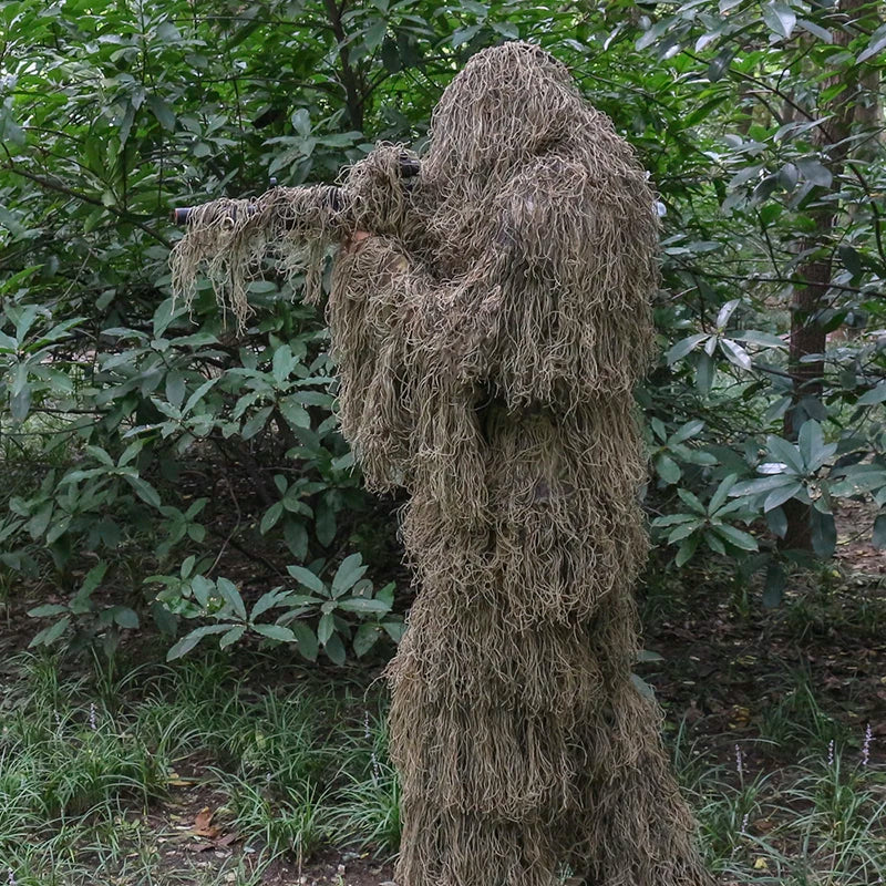 3D Ghillie Suits Ghillie Yowie Snipe Jacket Pants Head Cover Hunting Apparel Desert Camouflage Men Hunting Suits Cosplay Game