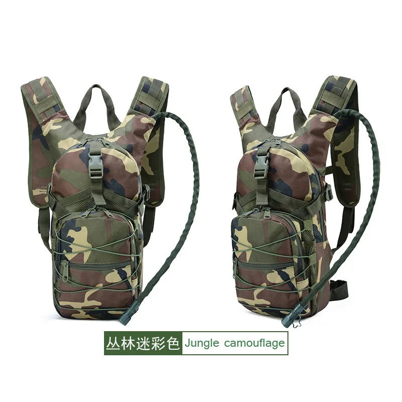 Tactical Camo Hydration Pack - 3L Water Bladder Backpack for Hiking, Cycling & Outdoor Sports, Leakproof & Lightweight
