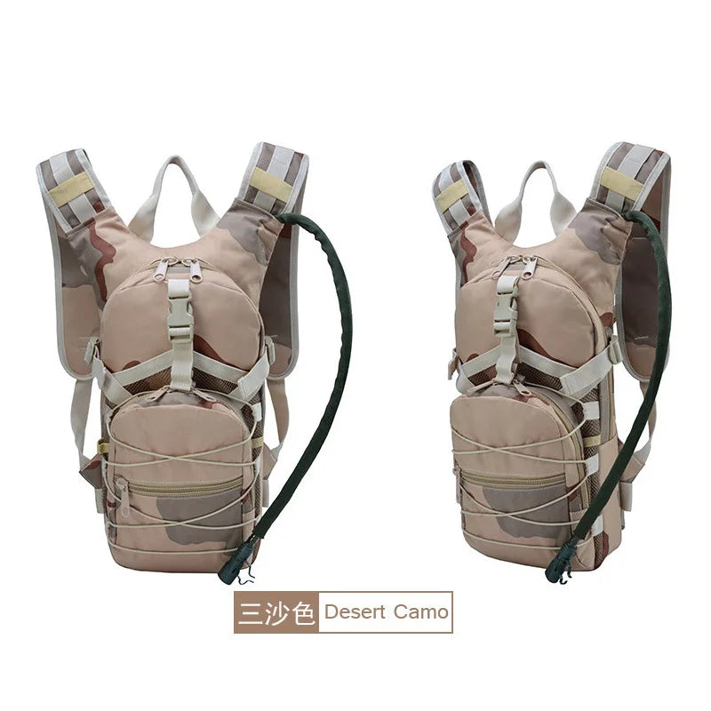 Tactical Camo Hydration Pack - 3L Water Bladder Backpack for Hiking, Cycling & Outdoor Sports, Leakproof & Lightweight