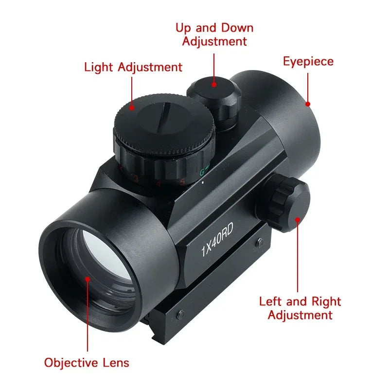 Tactical Green Red Dot Sight Optics Reflex Riflescope Hunting Scopes Fit 11/20mm Rails Rifle for Hunting Firearms & Airsoft