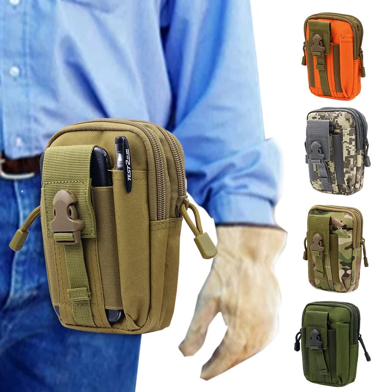 Tactical waist bag waist bag for men's outdoor sports running with mobile phone holder bag hanging bag hunting bag high-capacity