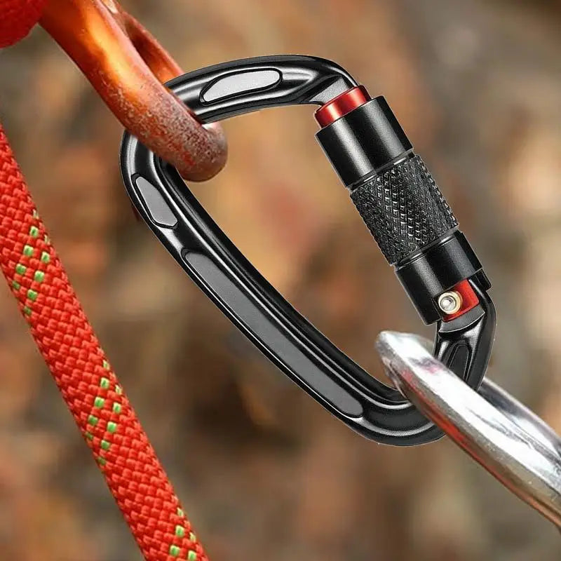 Heavy Duty Carabiners Clips Multi-function Main Lock D-Shaped 24KN Safe Lock Clip Aluminum Carabiner D Ring Ergonomic For Hiking